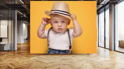 Adorable little baby boy posing. Wall mural