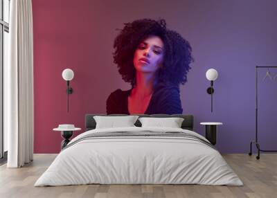 African american woman with afro hairstyle. Wall mural