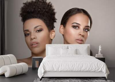 beauty portrait of two african american girls. Wall mural