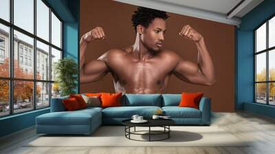 Fit african man with naked torso. Wall mural