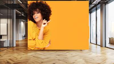 Happy afro woman with beautiful smile. Wall mural