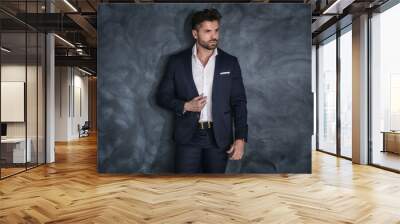 Portrait of handsome man in elegant suit. Wall mural