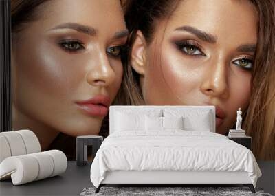 Two attractive twins women in glamour makeup Wall mural