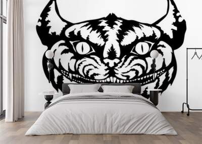 Portrait of smiling evil cat monster Wall mural