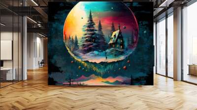 surreal winter forest landscape in mone style oil painting style Wall mural