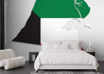 kuwait map with flag on gray background Wall mural