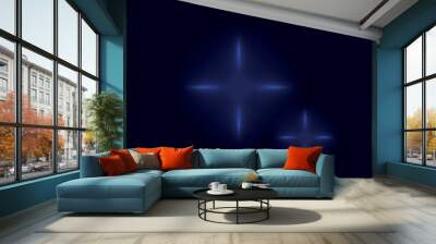 vector design with two glowing blue stars on dark background Wall mural