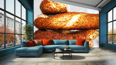 bagels with poppy seeds Wall mural