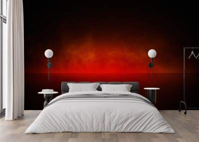 Abstract red smoke background for product photography, horizontal. Tabletop immitation Wall mural