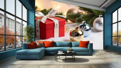 christmas tree with gift boxes Wall mural