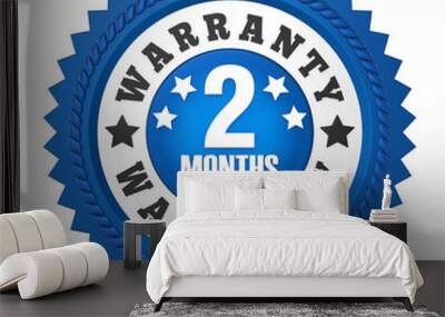 2 Months Warranty Badge Isolated Wall mural