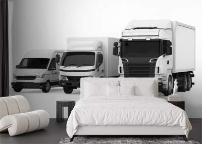 Fleet of Freight Transportation Isolated Wall mural