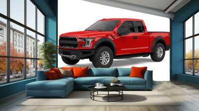 Red Pickup Truck Isolated Wall mural