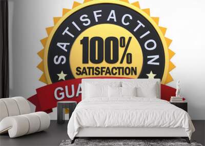 Satisfaction Guaranteed Label with Gold Badge Sign Wall mural