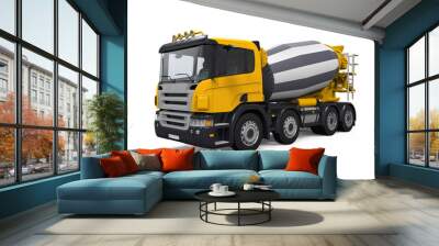 Yellow Concrete Mixer Truck Wall mural