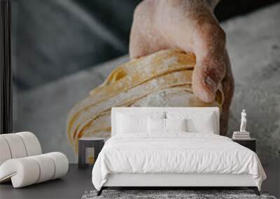 Chef making traditional italian homemade pasta Wall mural