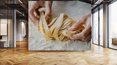 Chef making traditional italian homemade pasta Wall mural