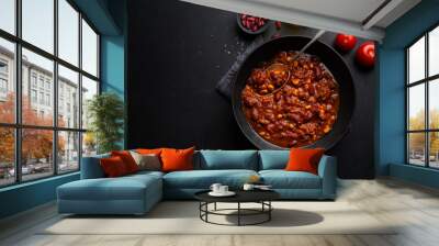 Classic chili con carne served on plate Wall mural