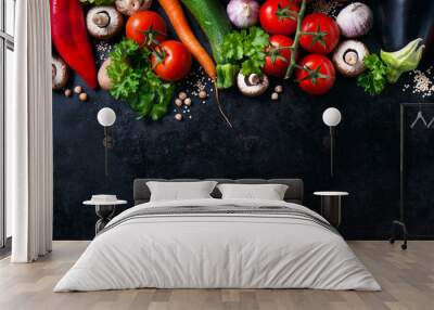 Food background with different vegetables Wall mural