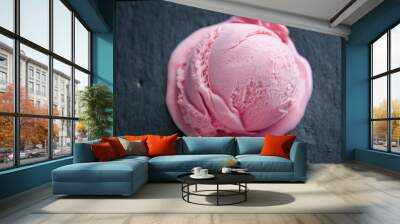 Fruity ice cream scoop on plate Wall mural