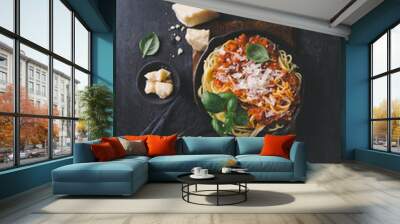 Frying pan with pasta Wall mural