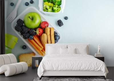 Healthy lunch to go packed in lunch box Wall mural