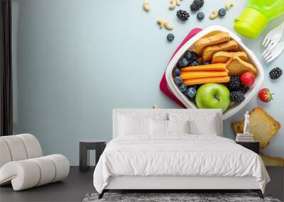 Healthy lunch to go packed in lunch box Wall mural