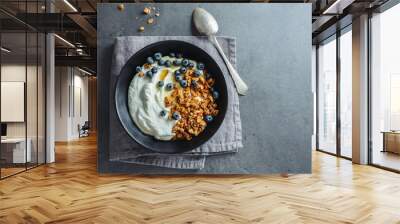 Homemade granola muesli with yogurt Wall mural