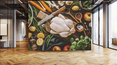 Preparing healthy dinner cooking process Wall mural