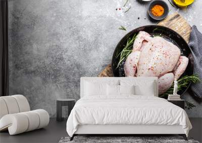 Raw whole chicken ready for cooking Wall mural