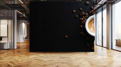 Steaming espresso served in cup on dark Wall mural