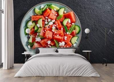 Summer salad with watermelon and cucumbers Wall mural