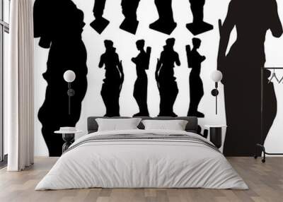 Ancient Statue Of Woman Silhouettes Vector Wall mural