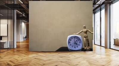 clock with wooden mannequin Wall mural