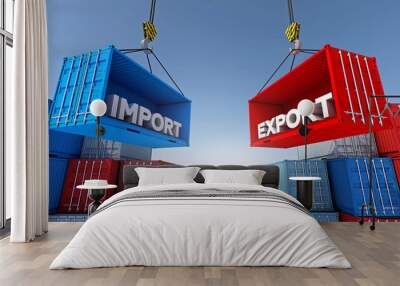 Container cargo for import export business logistic , 3d rendering Wall mural