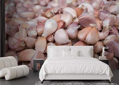 dry garlic in market for cooking, nature food Wall mural