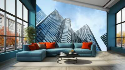 Modern building office and blue sky background Wall mural