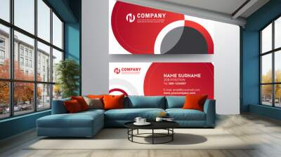 Modern business card with red gray circle Wall mural