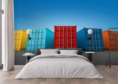 Stack of containers box, Cargo freight ship for import export 3D Wall mural