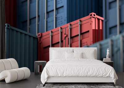 Stack of containers box, Cargo freight ship for import export logistics Wall mural