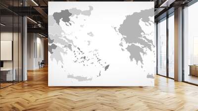 Vector map of Greece regions gray monohromatic  Wall mural