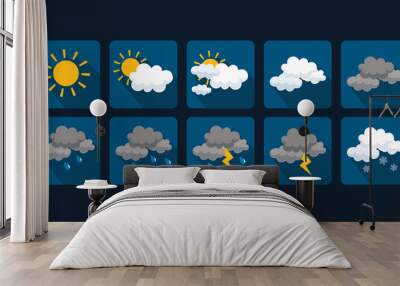 weather vector icons flat design - set1 Wall mural