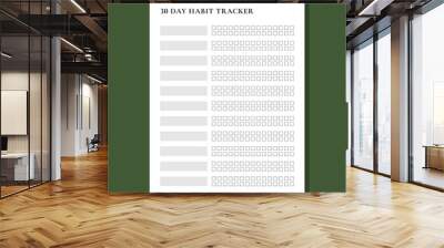 30 day habit tracker challenge daily planner sheets with simple and clean minimalist design Wall mural