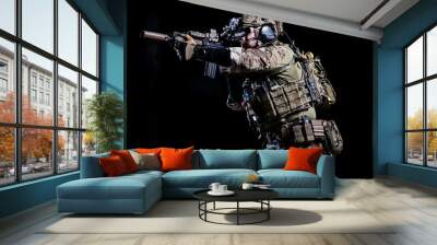 Spec ops soldier/Spec ops soldier with flak jacket and on dark background Wall mural