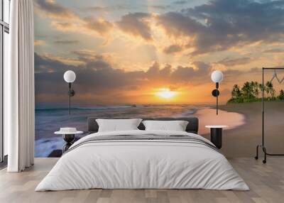 Tropical beach at sunset Wall mural