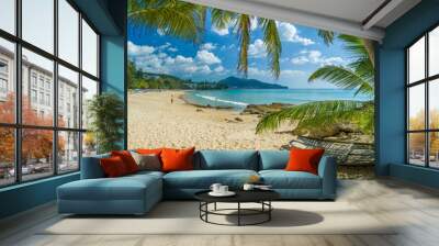 tropical beach with palms Wall mural