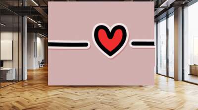 Romantic Heart and Arrow Vector Illustration on a Pink Background Wall mural