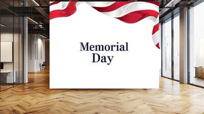 Memorial Day celebration banner featuring American flags on a white background highlighting remembrance and patriotism during the national holiday Wall mural