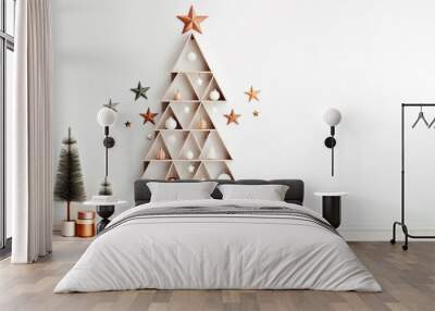 Minimal nordic interior design for Christmas. Sustainable celebration idea Wall mural