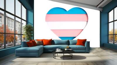 Transgender flag in the form of paper cut out shape with blue, pink and white colors. Love, pride, diversity, tolerance, equality concept Wall mural